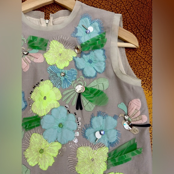 Diane Von Furstenberg Floral Zipper Gray Stones Viscose Blouse Size 2 - Picture 12 of 12